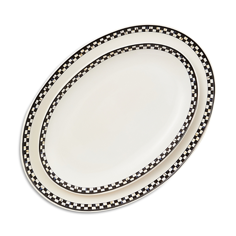 Shop Mackenzie-childs Courtly Check Everyday Oval Platters, Set Of 2