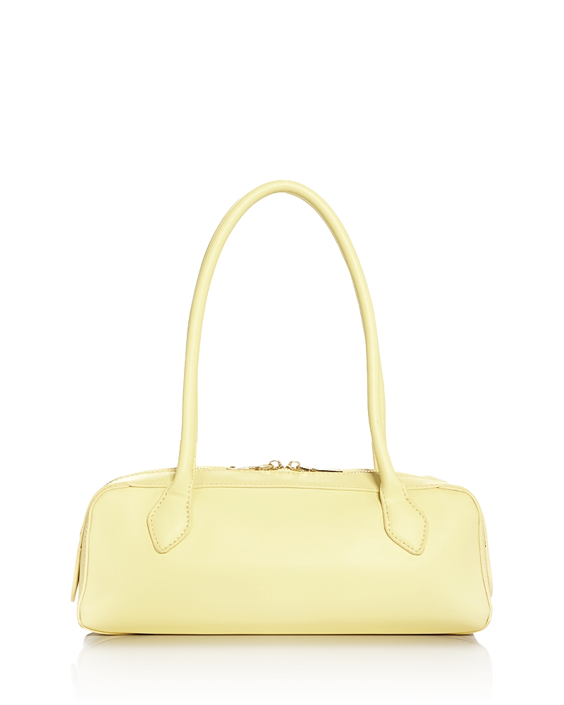 Aqua East West Medium Faux Leather Shoulder Bag - Exclusive In Butter Yellow