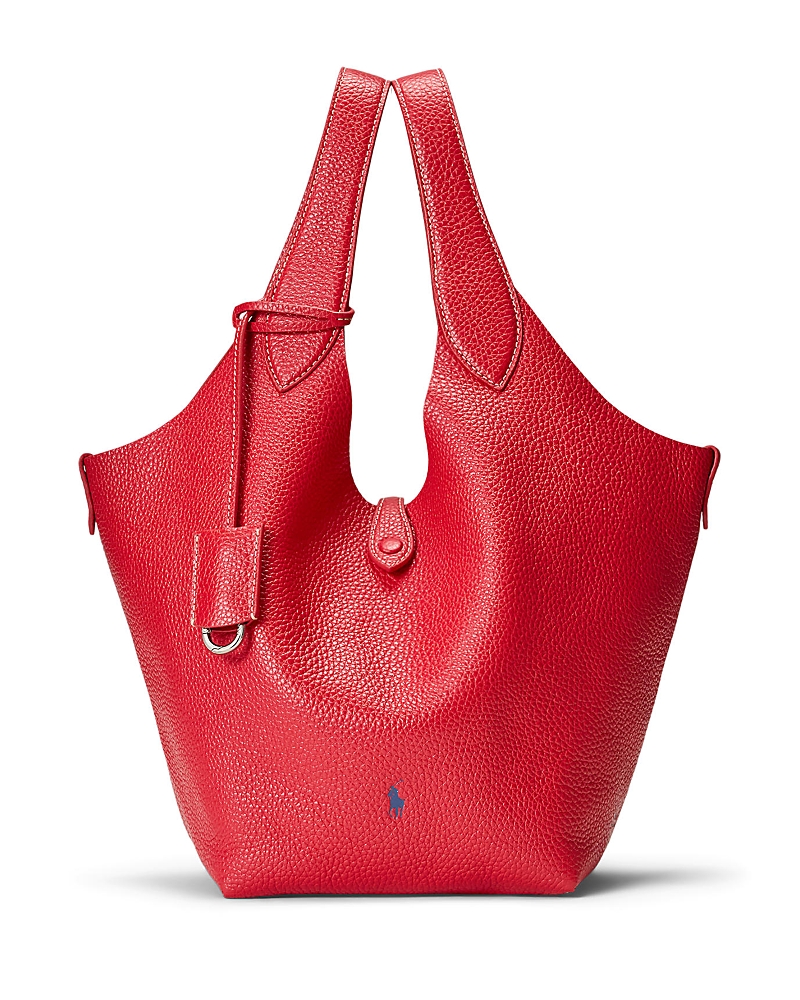 Shop Polo Ralph Lauren Polo Play Medium Leather Tote In Red