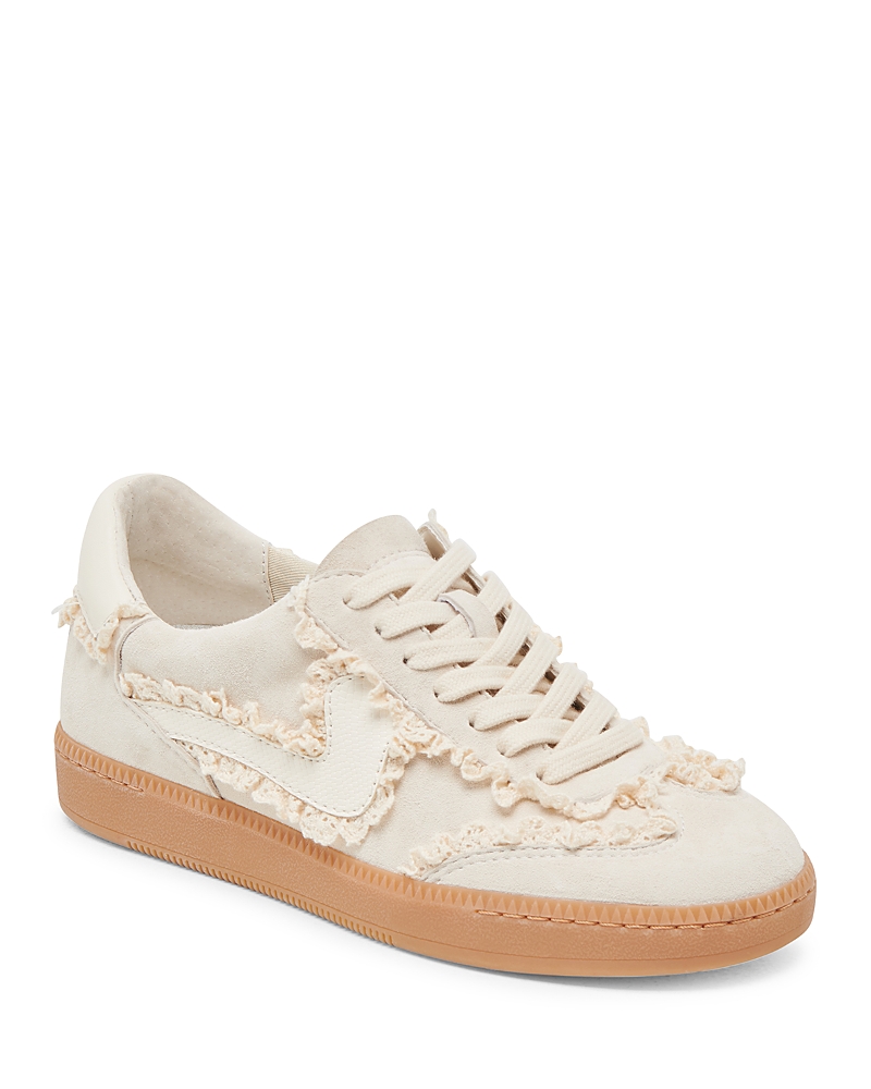 Dolce Vita Notice Lace Trim Sneaker In Ivory Suede