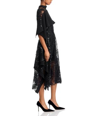 Sequin Lace Mock Neck Dress
