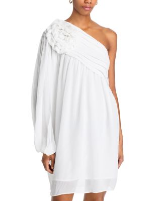 Off White One Shoulder Mini Dress - Exclusive