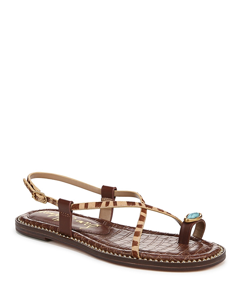Sam Edelman Tenly Toe Loop Genuine Calf Hair Sandal In Brown