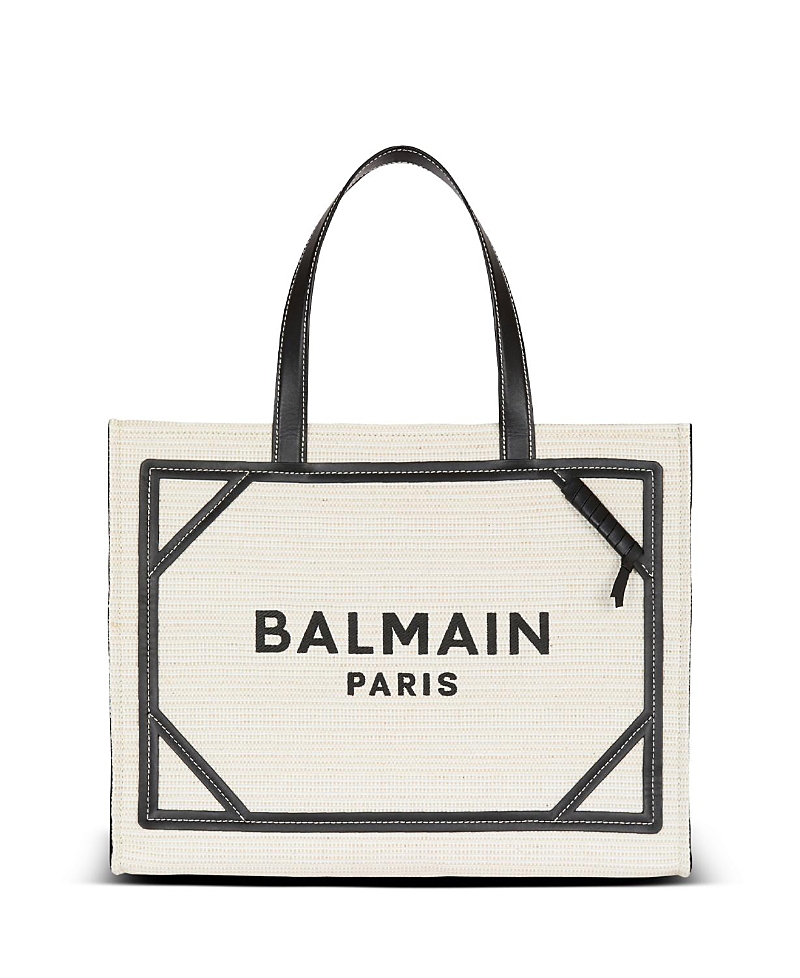 Balmain Women's Raffia B-army Tote Bag In Beige