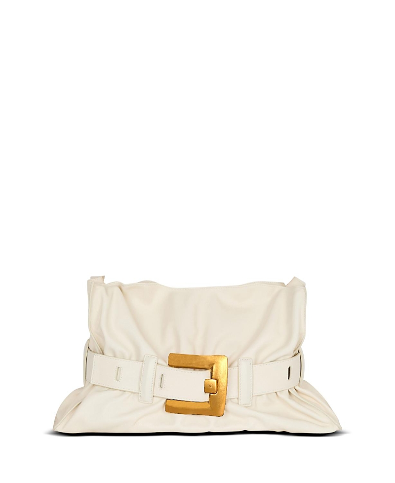 Balmain Anthem Medium Buckle Shoulder Bag In Calfskin