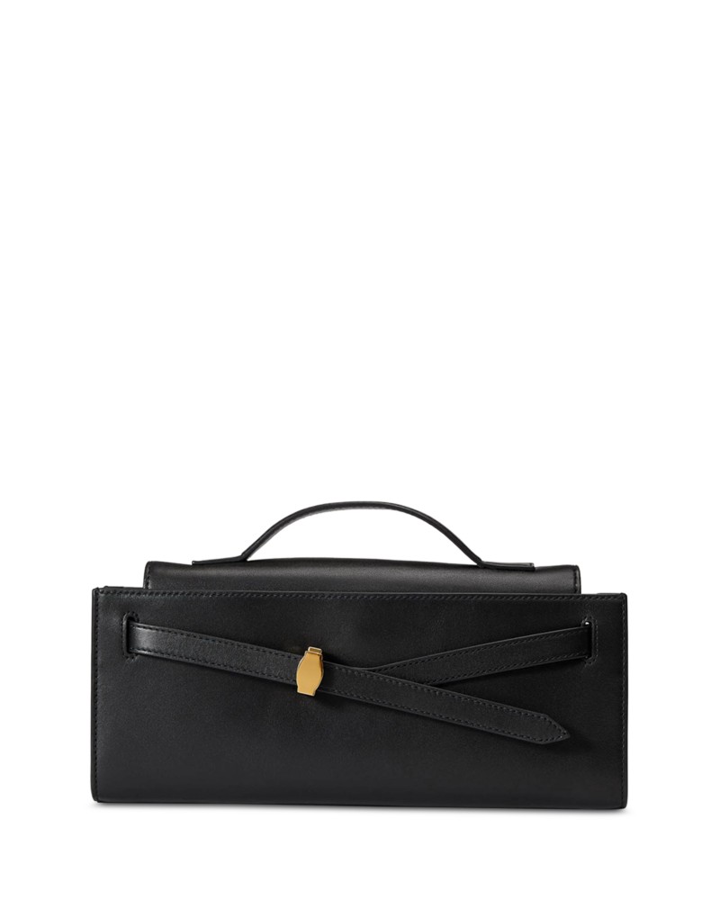 Veronica Beard Dash Leather Clutch Bag in Black Leather