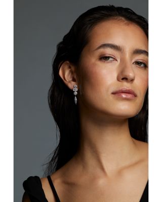 BTRX Mixed Cubic Zirconia Linear Drop Earrings in Rhodium Plated