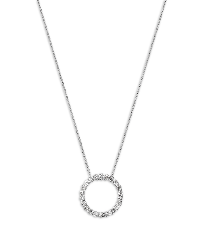 Bloomingdale's Fine Collection Diamond Circle Pendant Necklace in 14K White Gold, 1.0 tcw