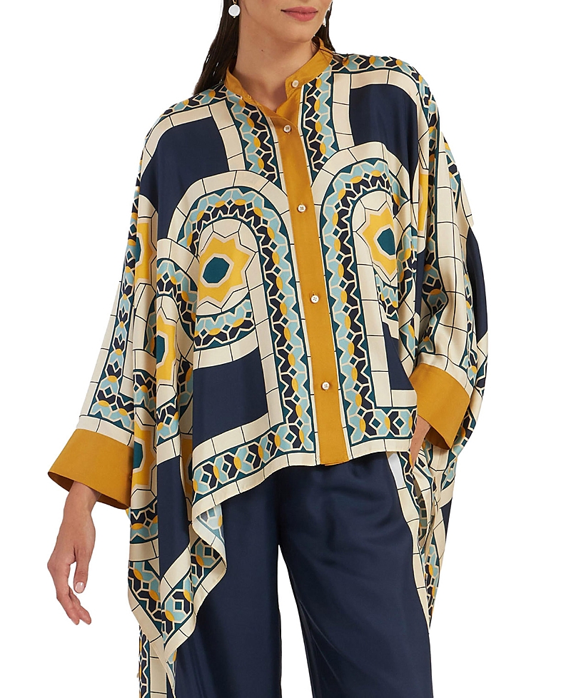 La Doublej Printed Top In Mudejar Placee Blue