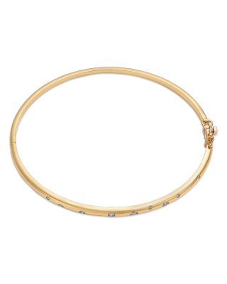 Burnished Diamond Set Bangle in 14K Yellow Gold, 0.25 tcw