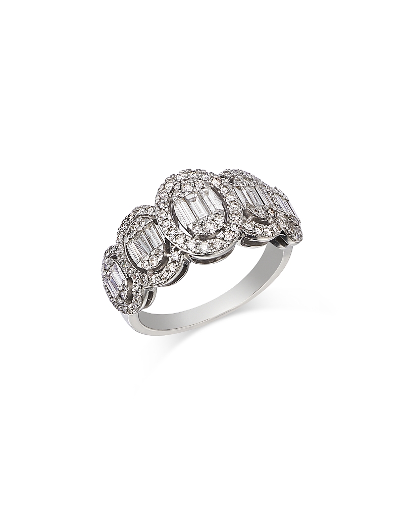 BLOOMINGDALE'S FINE COLLECTION DIAMOND OVAL MOSAIC BAND RING IN 14K WHITE GOLD, 1.0 CT. T. W.