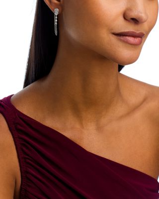 Diamond Mosaic Chain Earrings in 14K White Gold, 1.0 tcw