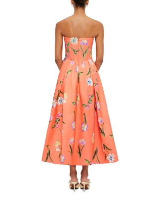 chinese dress ladies Leo Lin Rae Bustier Midi Dress in Harmony Print in Plum Blossom – Coco &  Lola main image 1