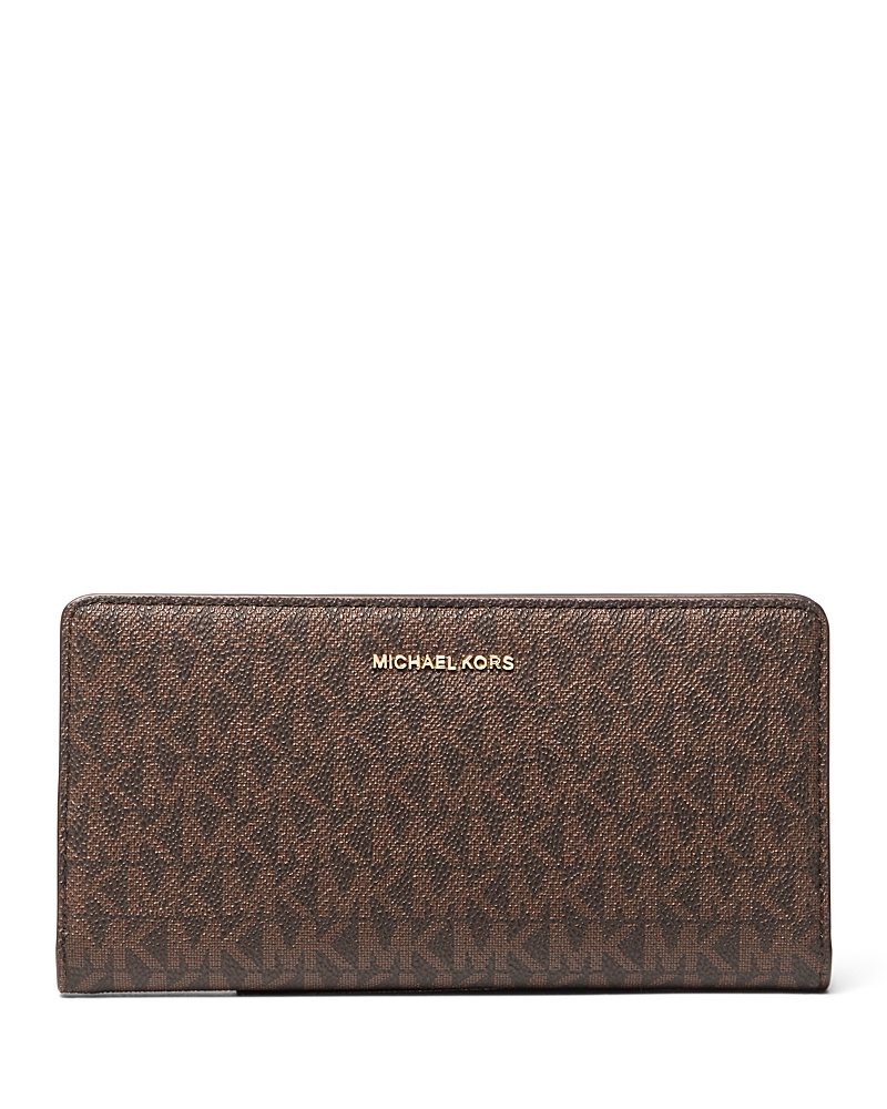 Michael Kors Michael Bryant Large Slim Snap Wallet In Brown/acorn