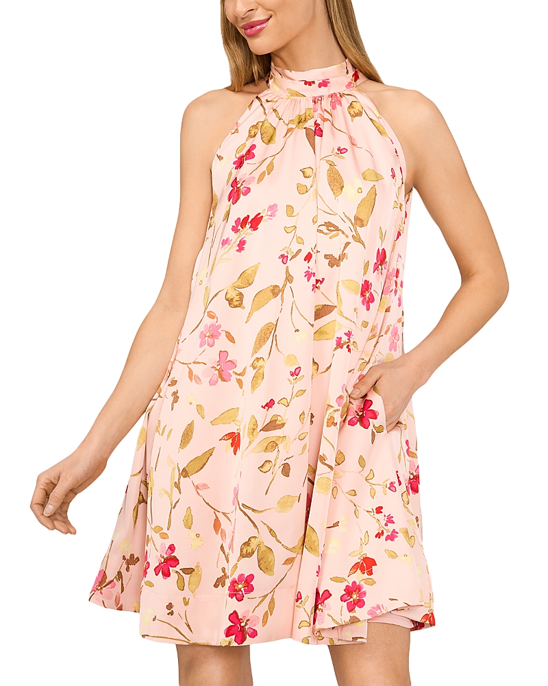 Shop Cece High Neck A Line Dress In Sugar Peach
