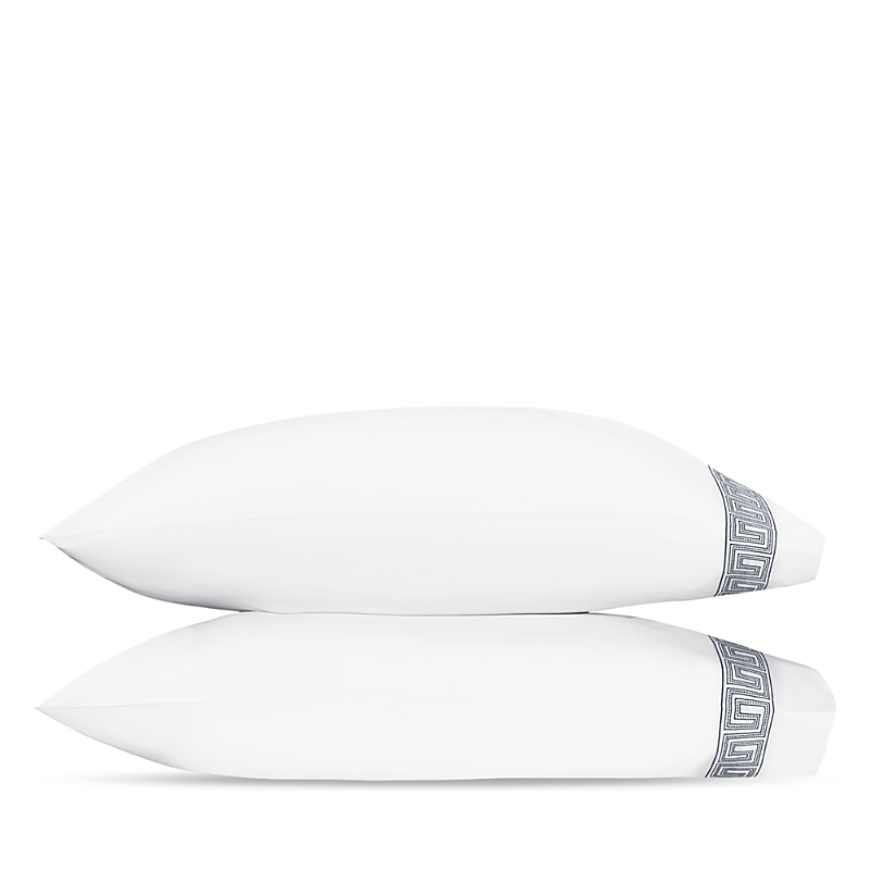 Matouk Ophelia Percale Pillowcase Pair, Standard In Indigo