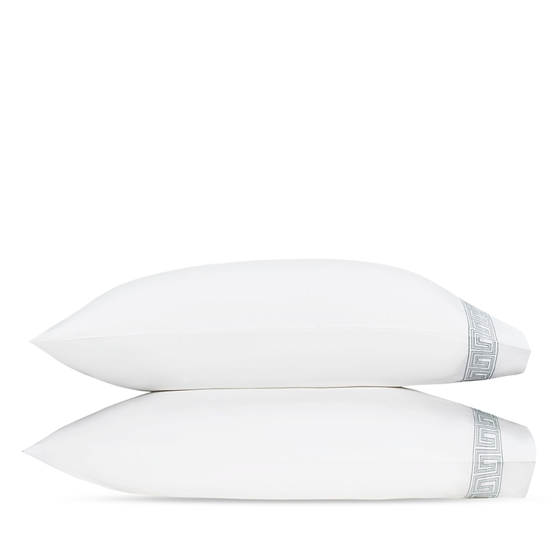 Matouk Ophelia Percale Pillowcase Pair, Standard In Silver