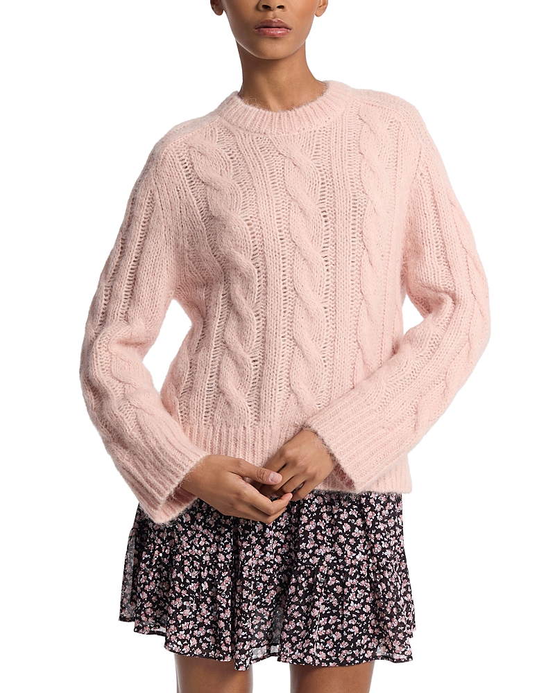 Michael Kors Cable Knit Nylon And Alpaca Blend Sweater In Rosewater