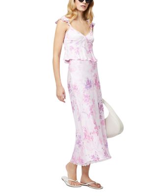 Elyria Oona Satin Midi Skirt 