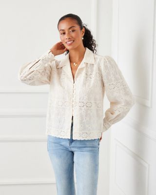 Embroidered Scalloped Blouse