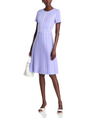 Contrast Piping Jewel Neck A Line Dress