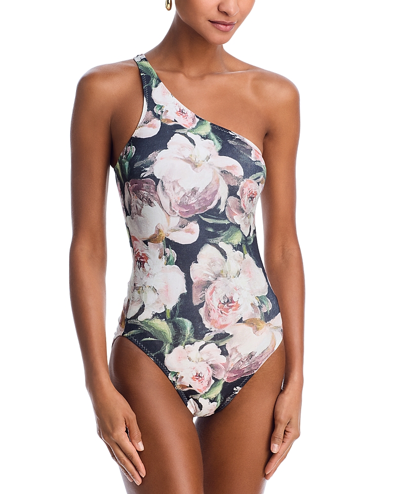 Shop Norma Kamali One Shoulder One Piece Swimsuit In Peony