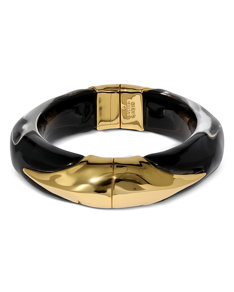 Alexis Bittar Luminous Lucite Claw Hinge Bracelet In Black/gold