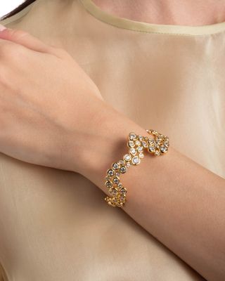 Asterales Cubic Zirconia Wave Cuff Bracelet in 14K Gold Plated