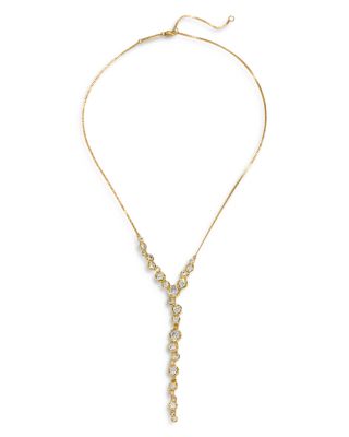 Asterales Cubic Zirconia Lariat Necklace in 14K Gold Plated, 16"-18"