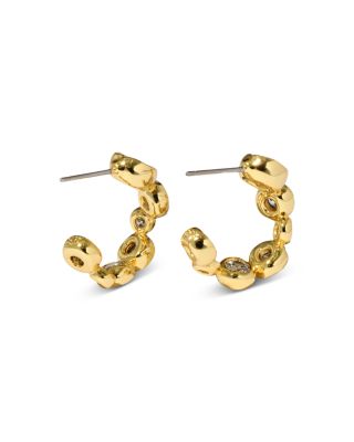 Asterales Cubic Zirconia Small Oval Hoop Earrings in 14K Gold Plated
