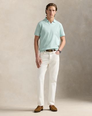 Short Sleeve Tonal Jacquard Mesh Polo Shirt