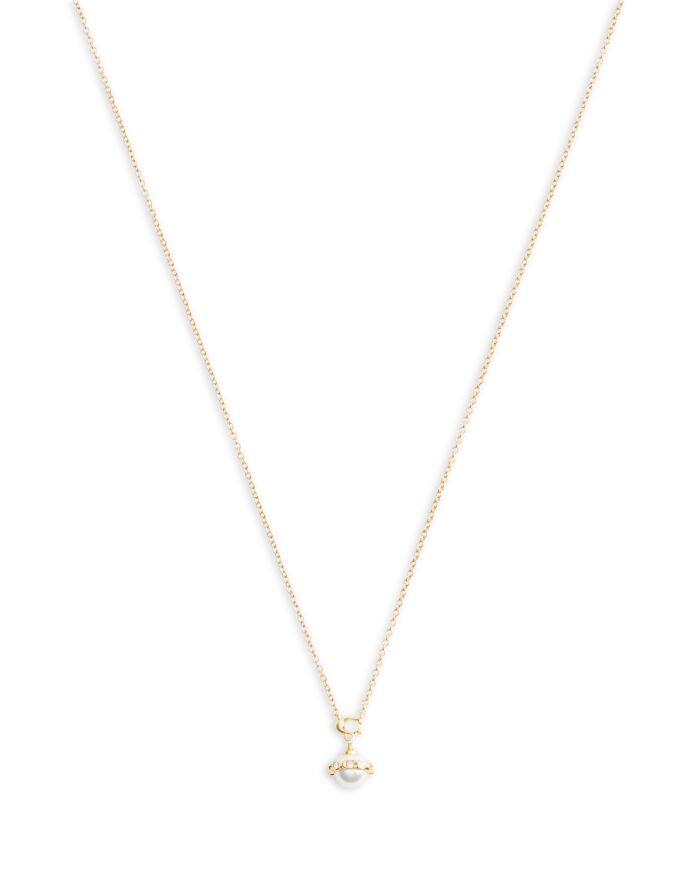 Signature Imitation Pearl Orb Pendant Necklace, 16"