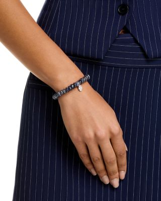 14K Yellow Gold Mini Diamond Pav&eacute; Hamsa Charm Beaded Bracelet