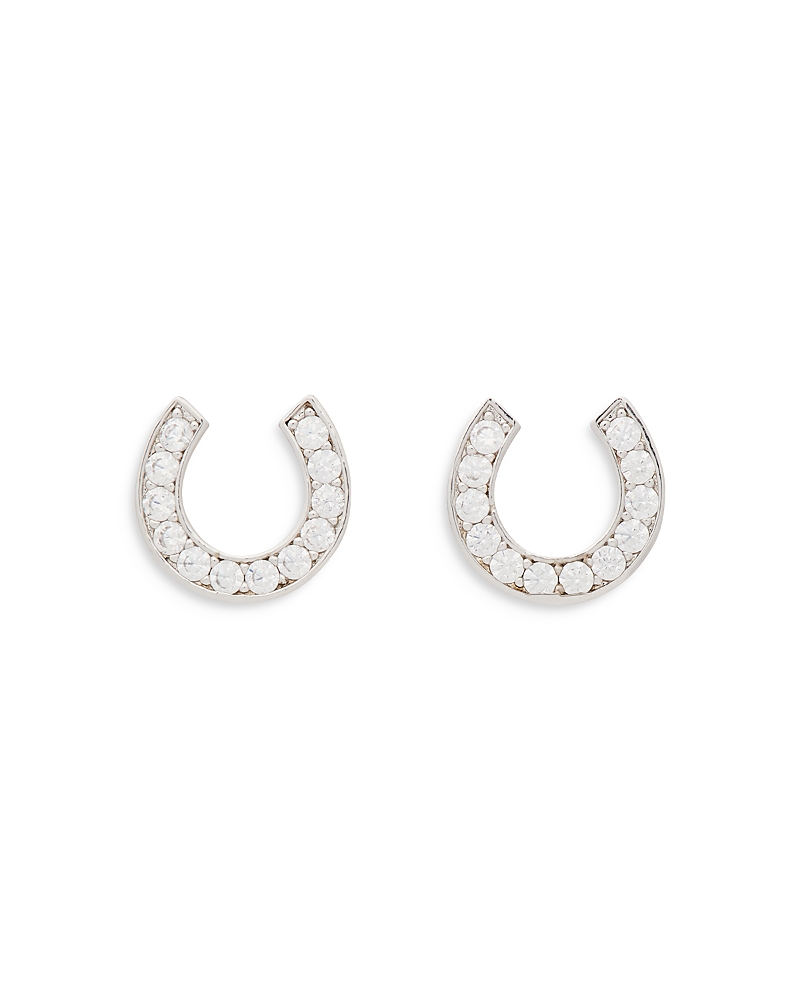 Kate Spade New York Cubic Zirconia Horseshoe Stud Earrings In Metallic