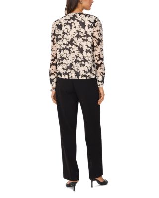 Printed Faux Wrap Blouse