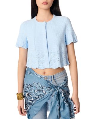 Beaded Pointelle Knit Cardigan