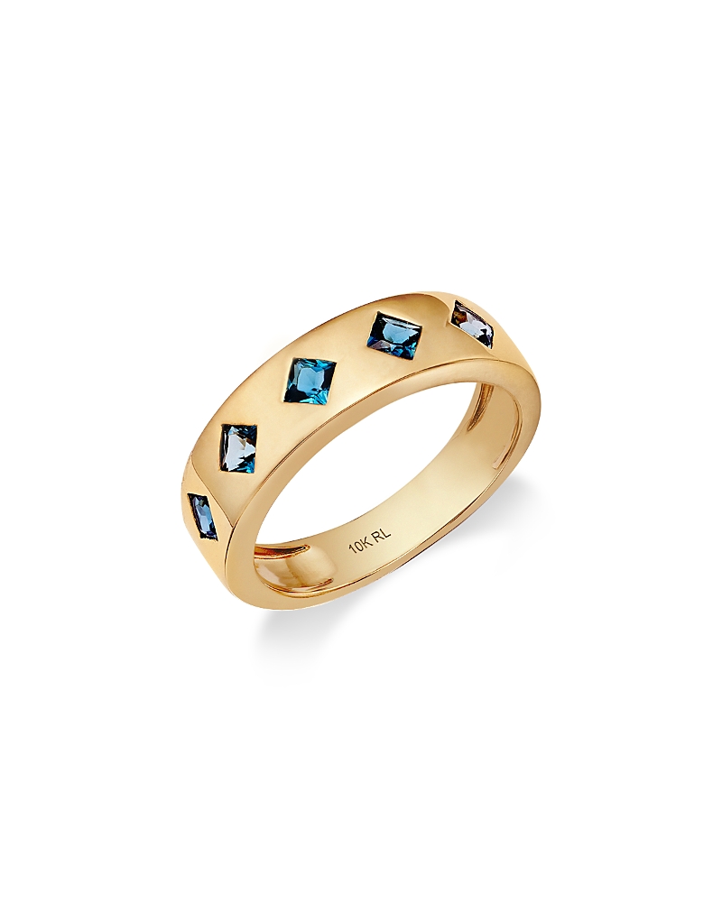 Moon & Meadow 14k Yellow Gold London Blue Topaz Band Ring In Blue/gold