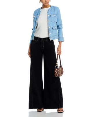 Beau High Rise T Seam Wide Leg Jeans in Noir 
