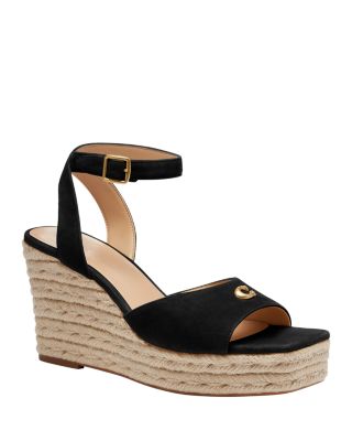 COACH - Women's Suede Espadrille Wedge Sandals