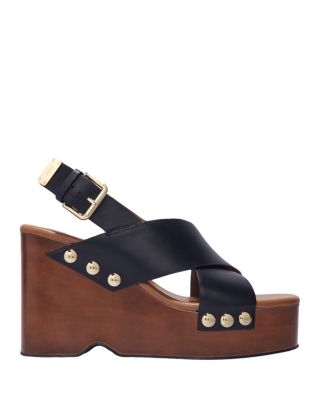 Maje - Women's Leather Platform Sandals