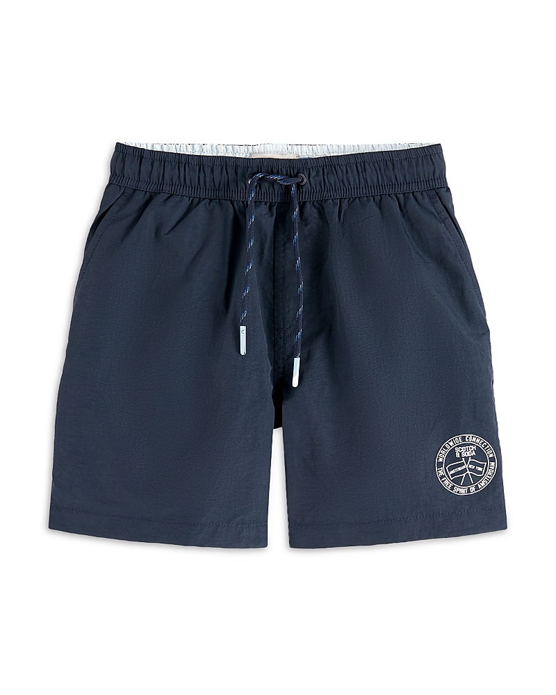 Scotch & Soda Boys' Mid Length Logo Swim Shorts - Little Kid, Big Kid In Night