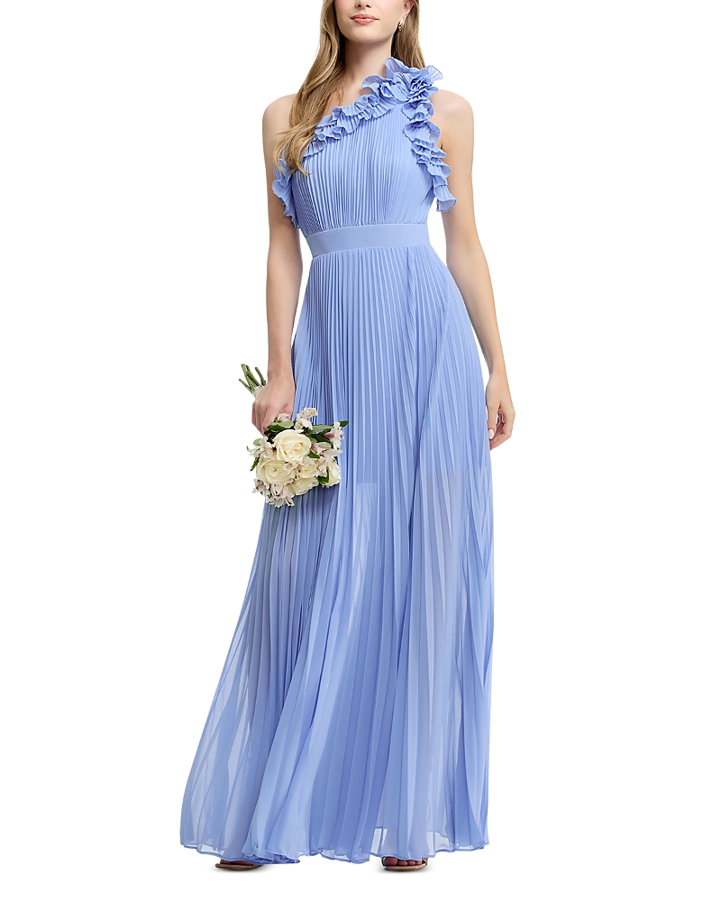 DRESS THE POPULATION DRESS THE POPULATION VIDA ASYMMETRIC PLEATED GOWN
