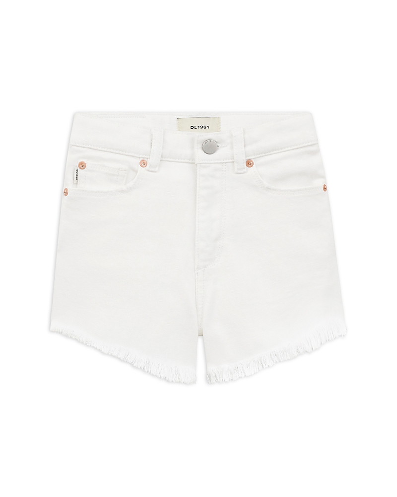 Dl1961 Girl's Lucy Raw Edge Hem Shorts In White Fray