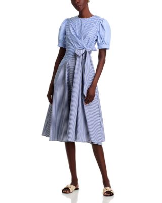 Gracia - Striped Side Tie Short Sleeve Dress
