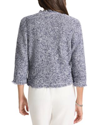 Mixed Knit Fringe Trim Cardigan