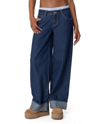 Edikted - Striped Boxer Detail Low Rise Dark Wash Jeans