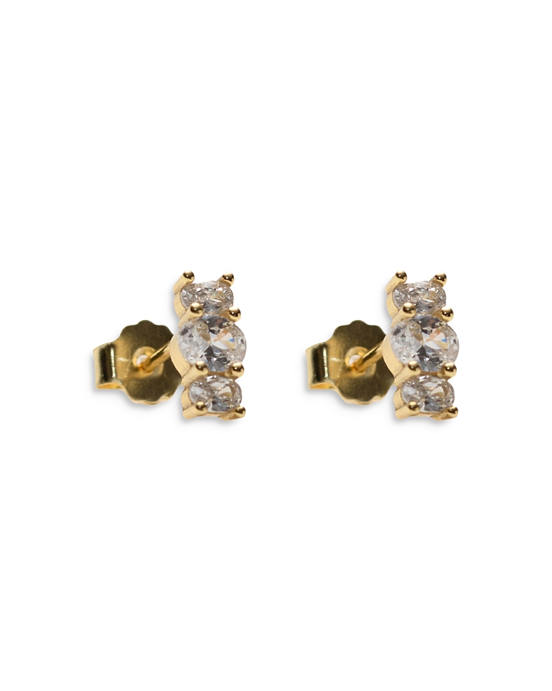 Argento Vivo 18k Gold Plated Triple Cubic Zirconia Stud Earrings In Gold