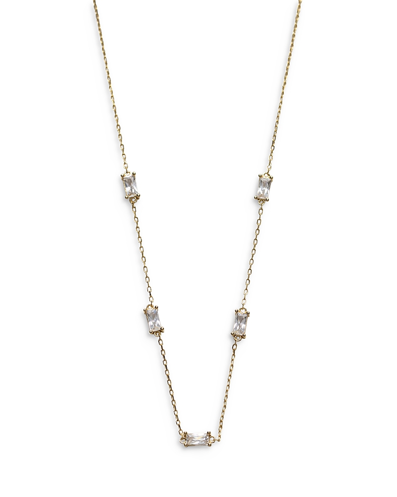 Argento Vivo 18K Gold Plated Cubic Zirconia Baguette Chain Necklace, 16