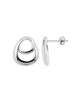 Double Interlocking Front Facing Hoop Earrings in Sterling Silver - Exclusive