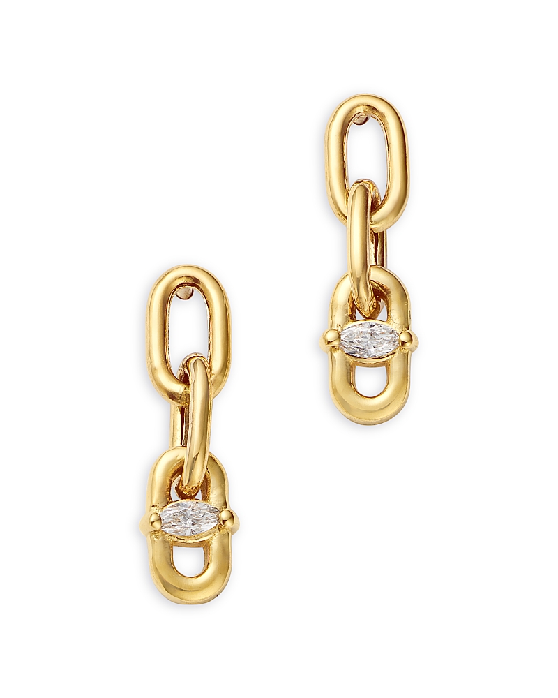 Zoë Chicco 14k Yellow Gold Diamond Oval Link Chain Drop Earrings, 0.06 Ct. T. W. In Gold